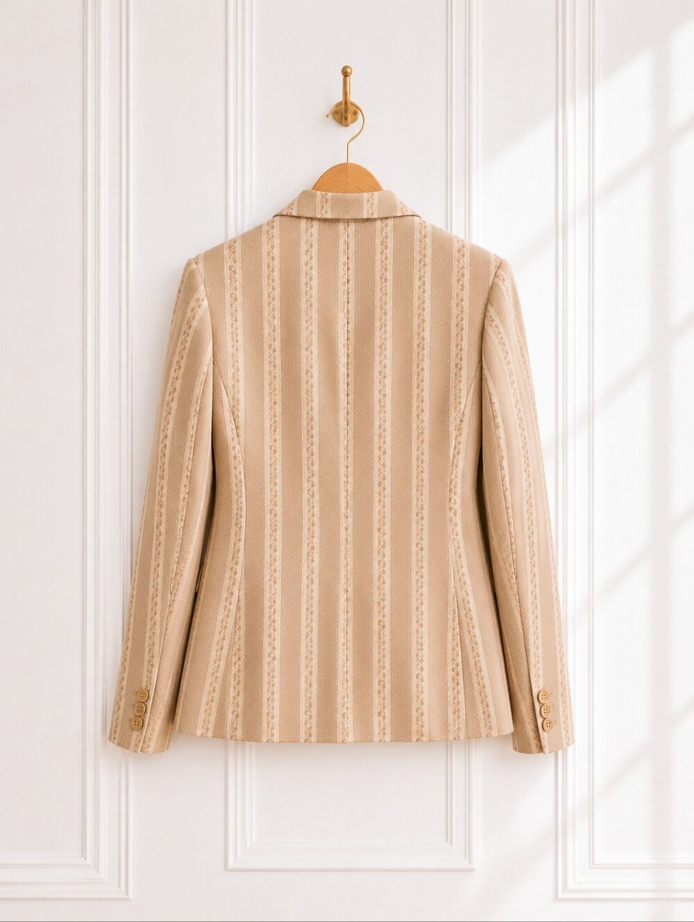 LOFT Floral Stripe Cotton Blazer Size 8 Tailored Beige Pink Cottagecore Jacket - Picture 7 of 9